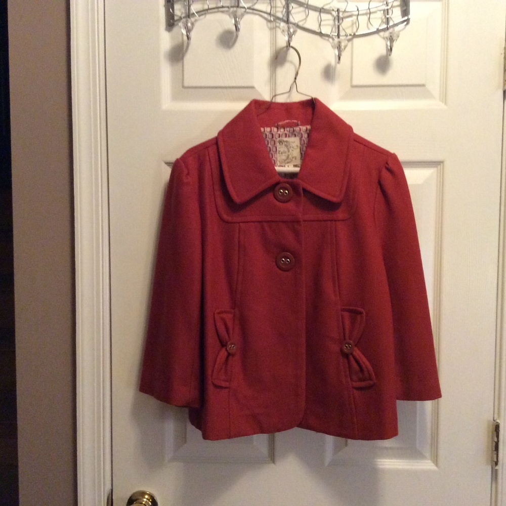 Designer: Tulle Cognac Crop Wool Jacket, size Large